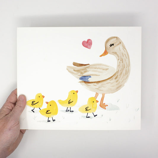 Mama and Her Ducklings – 12x10 Art Print