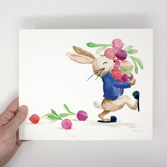 Peter Rabbit and His Radishes – 12x10 Art Print